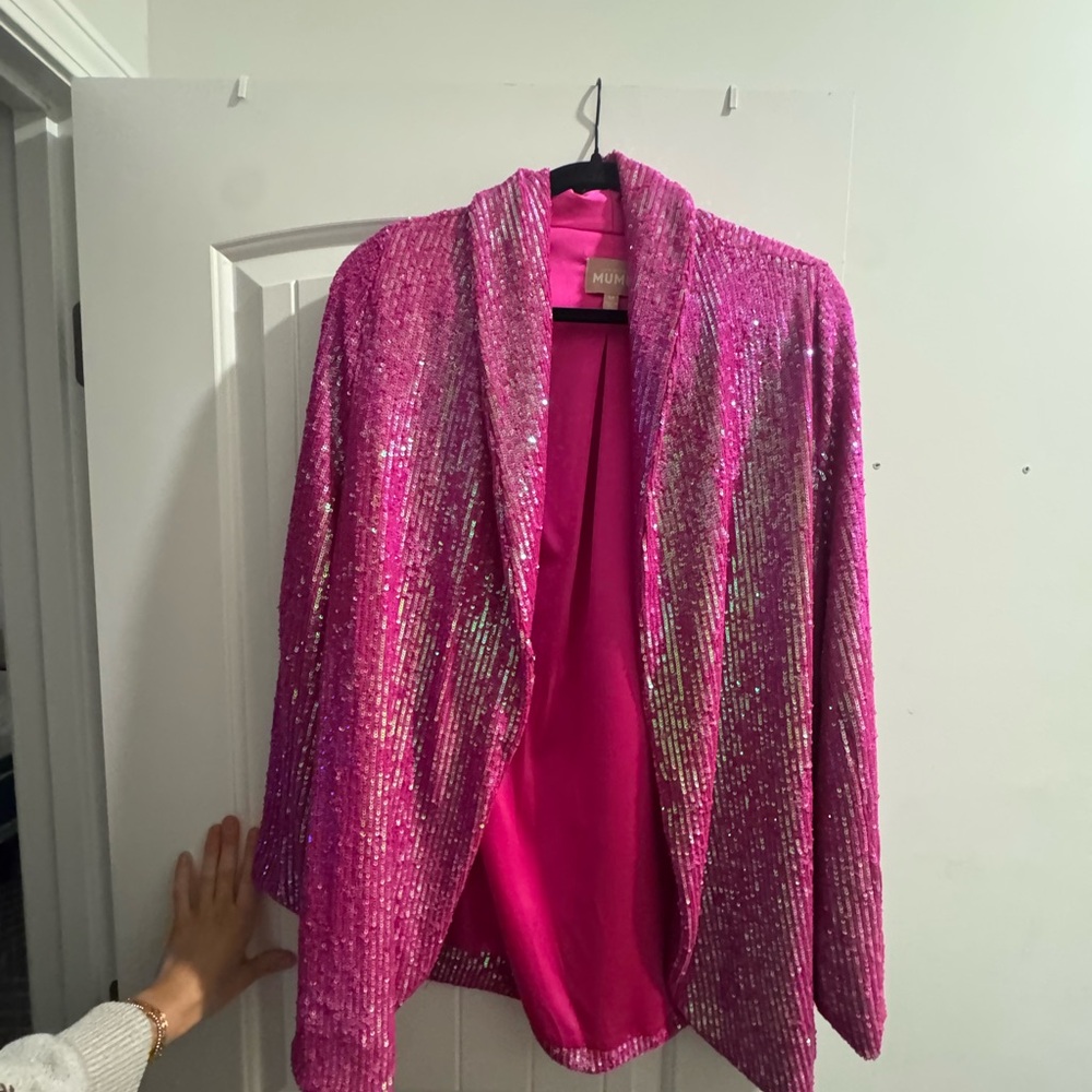 Miu Miu  Hot Pink Sequin Open-Front Blazer